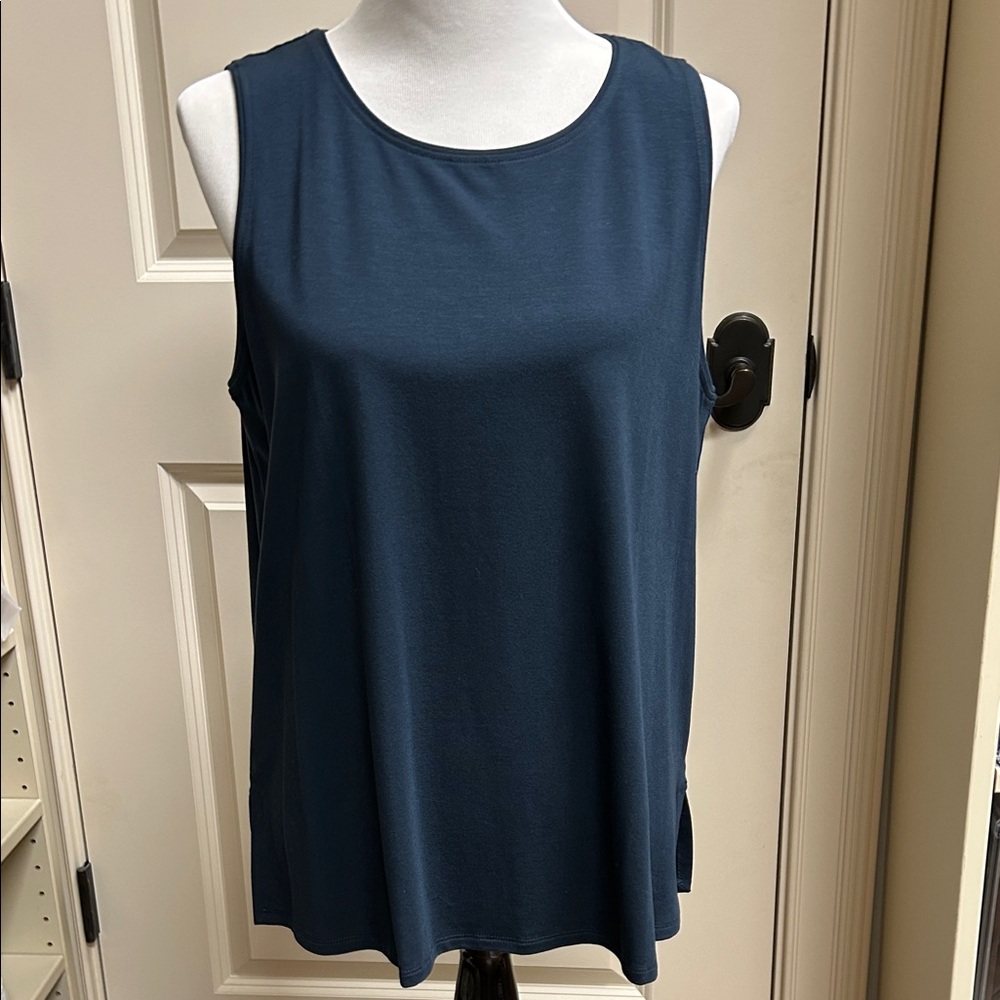 Eileen Fisher Hunter Green Sleeveless Tank Top - Picture 3 of 6